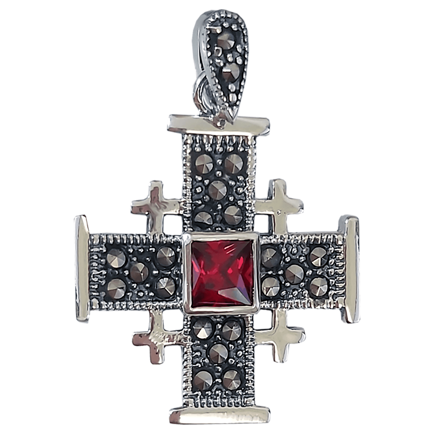 Jerusalem Cross with Colored Stone