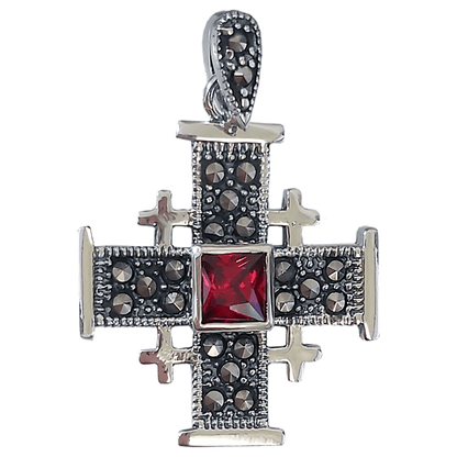 Jerusalem Cross with Colored Stone