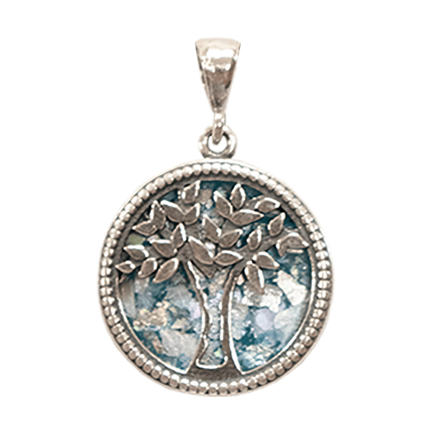 Roman Glass & Sterling Silver Tree of Life Necklace