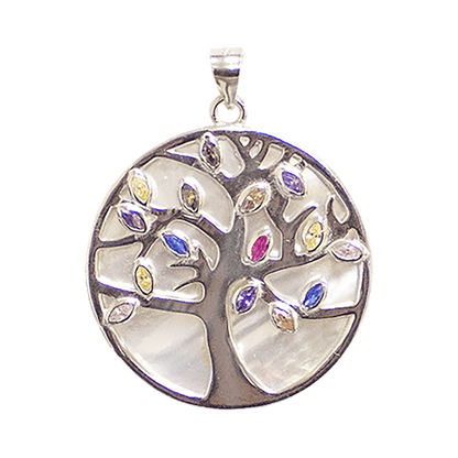 Tree of Life with Mother of Pearl & Crystals Necklace