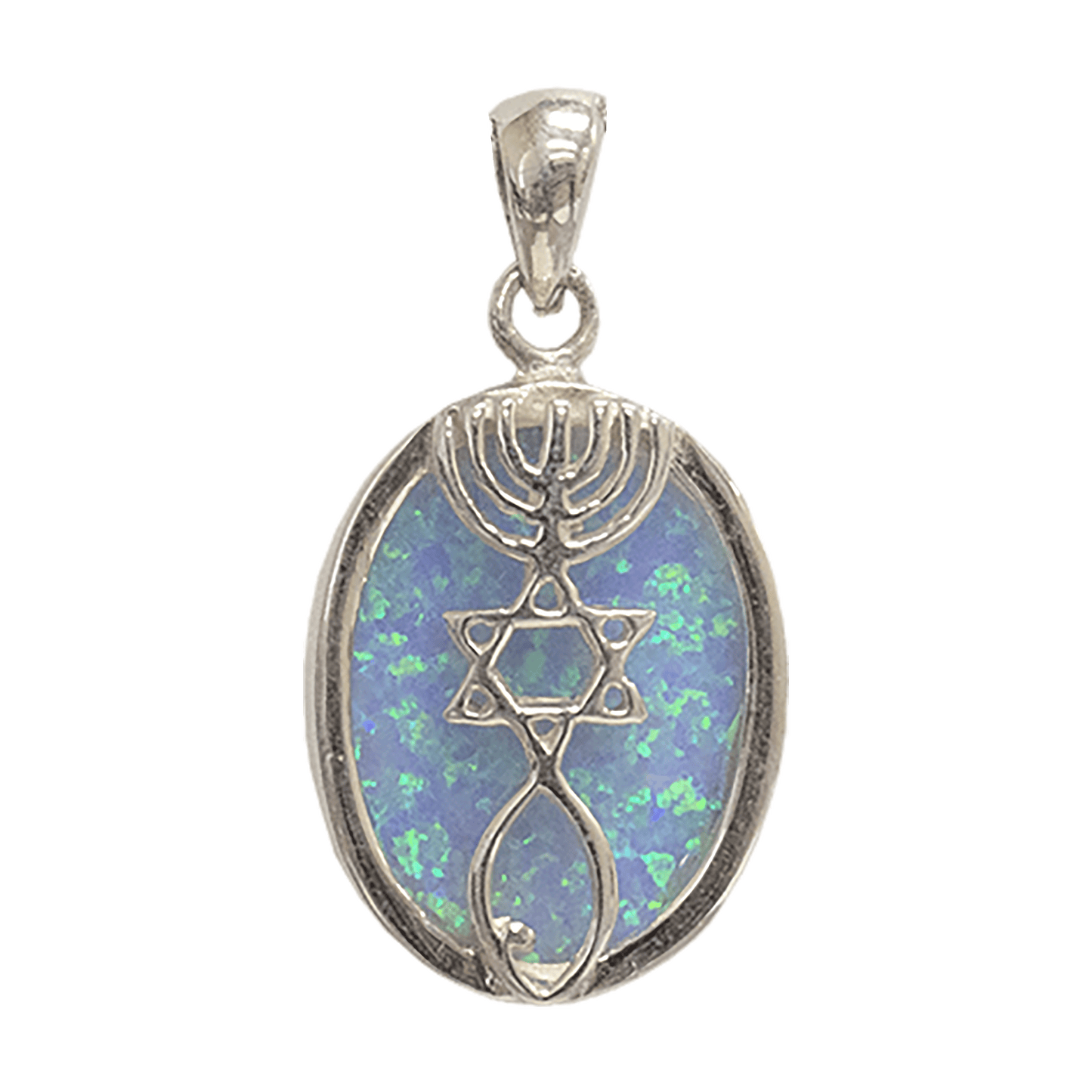 Grafted-In Opal & Sterling Silver Oval Necklace