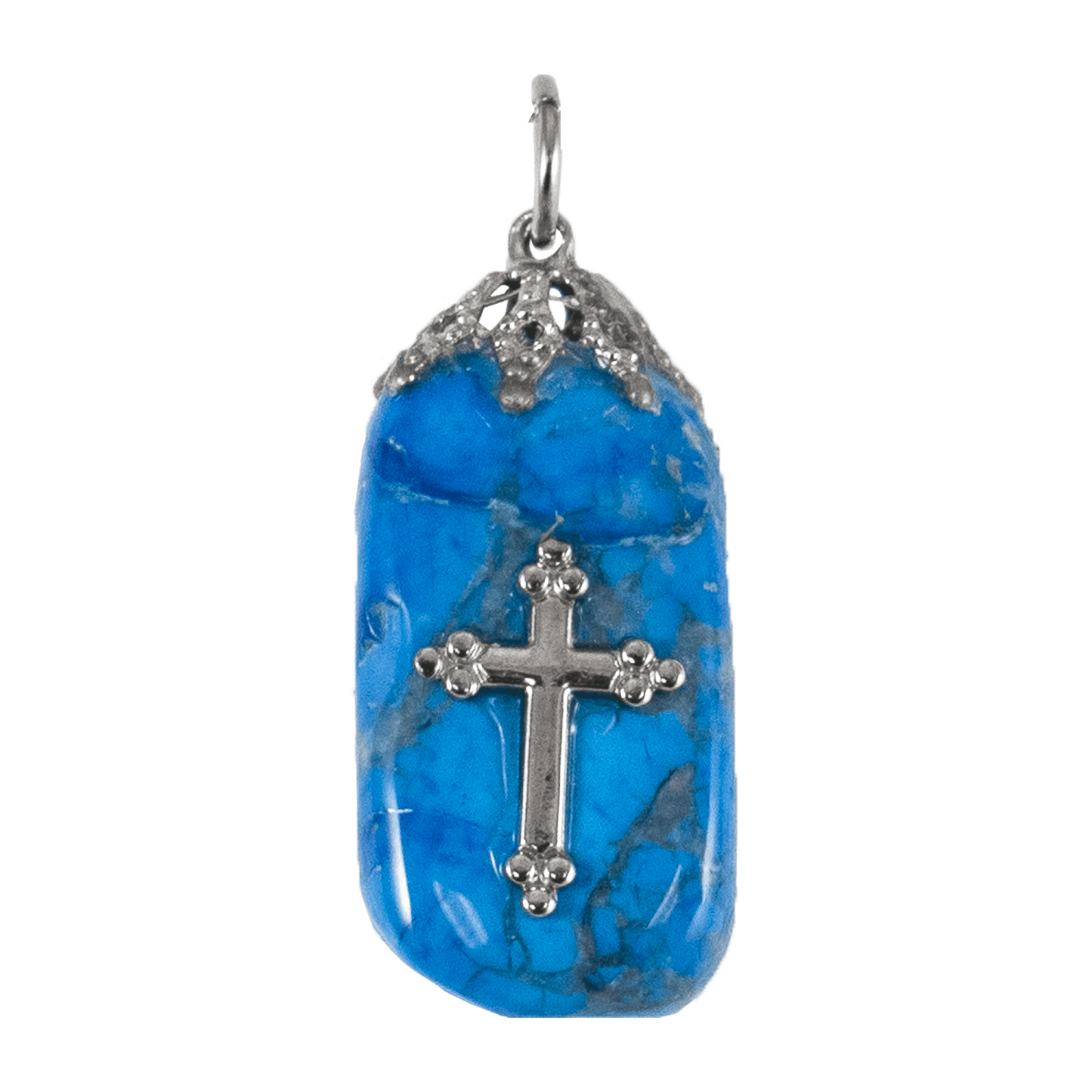 Stone Necklace with Decorative Cross