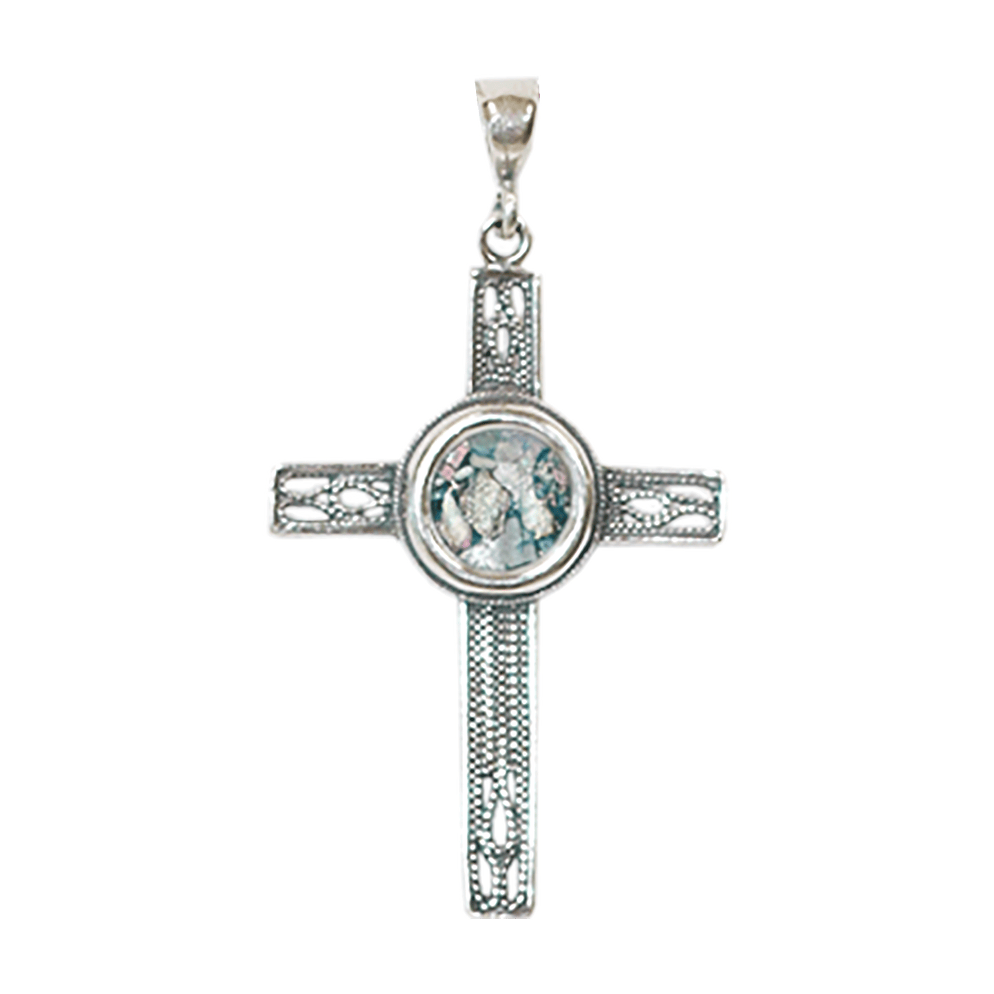 Roman Glass Filigree Cross Necklace