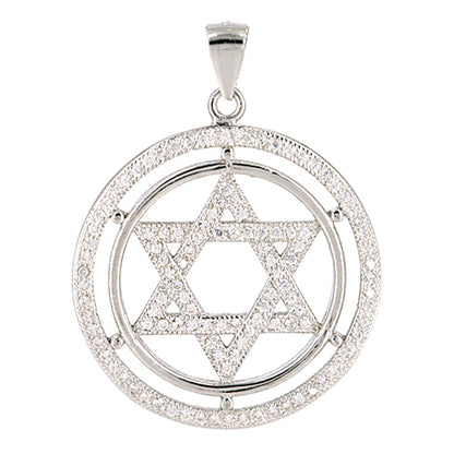 Star of David Sterling Silver Circle Necklace