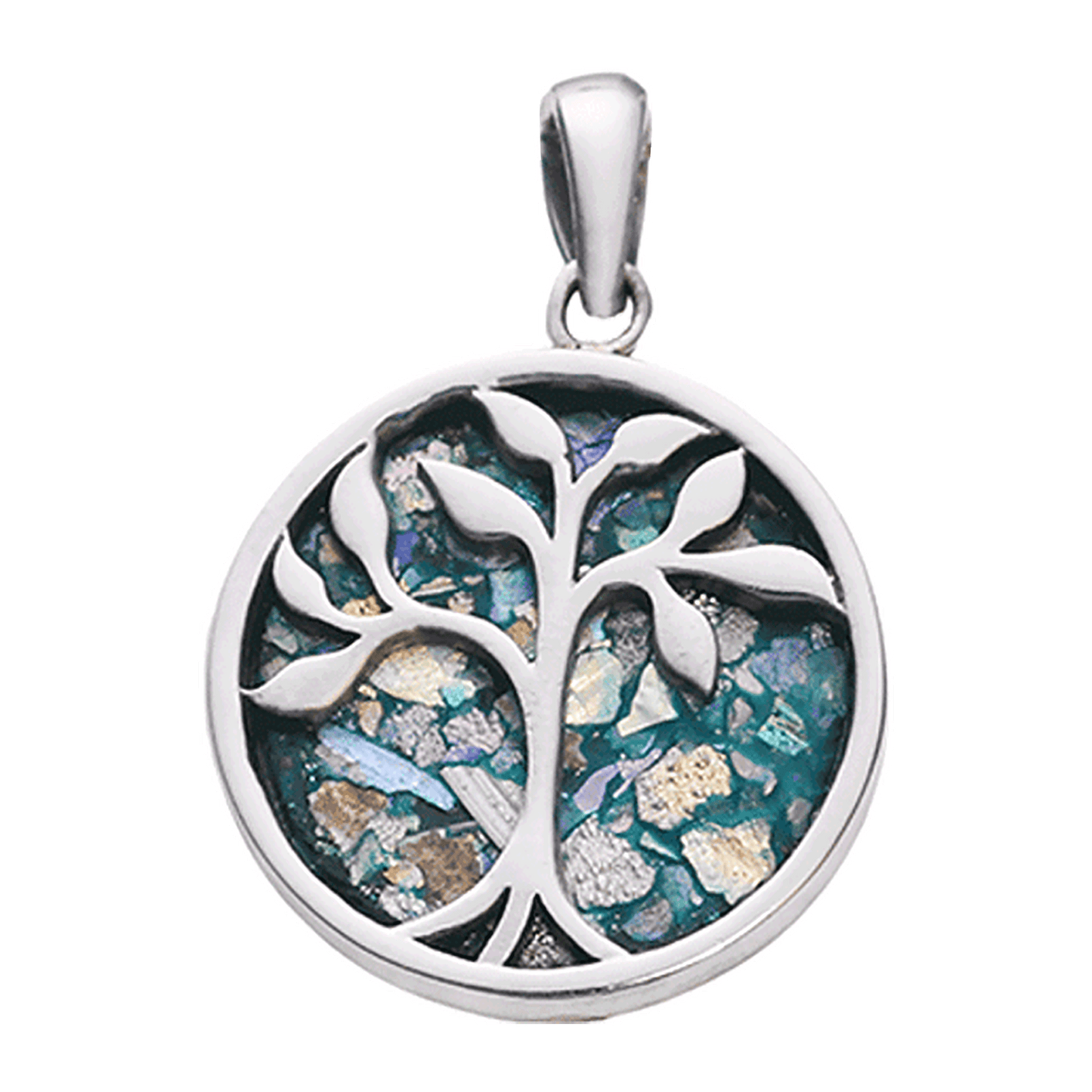 Roman Glass Silver Tree of Life Necklace