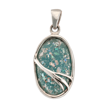 Roman Glass Silver Oval Necklace