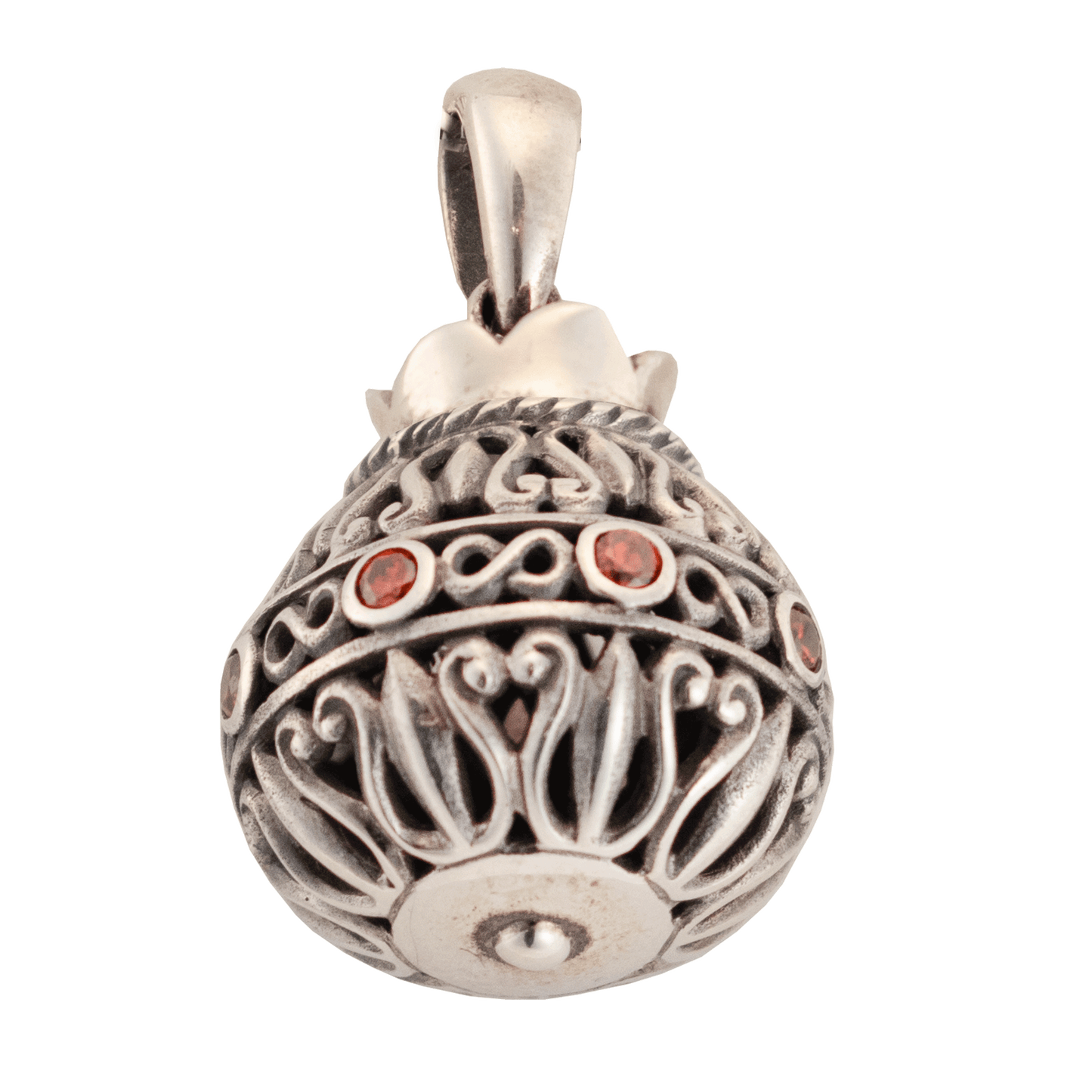 Pomegranate 3D Silver and Red Necklace