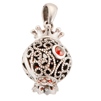 Pomegranate 3D Silver and Red Necklace