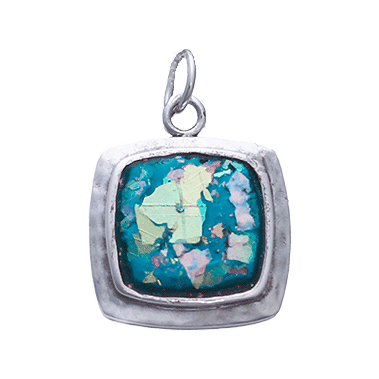 Roman Glass Silver Cushion Necklace