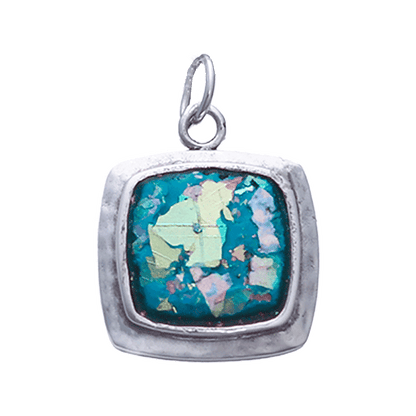 Roman Glass Silver Cushion Necklace