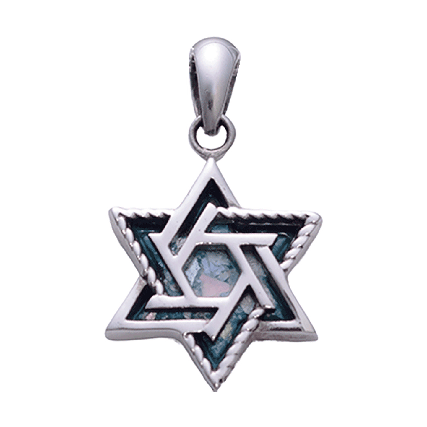 Roman Glass Star of David Shape Necklace