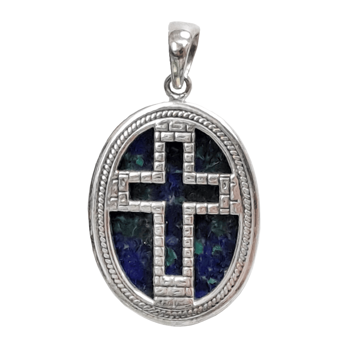 Eilat Stone Oval Cross Necklace (Reversible)