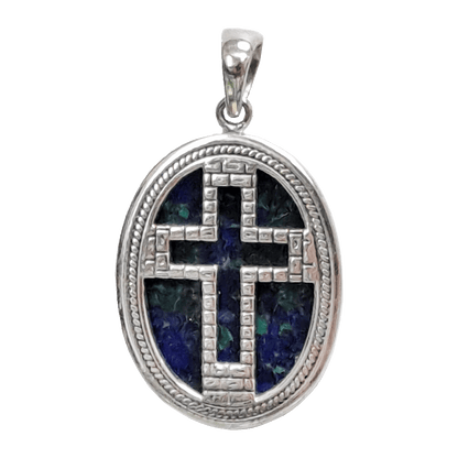 Eilat Stone Oval Cross Necklace (Reversible)