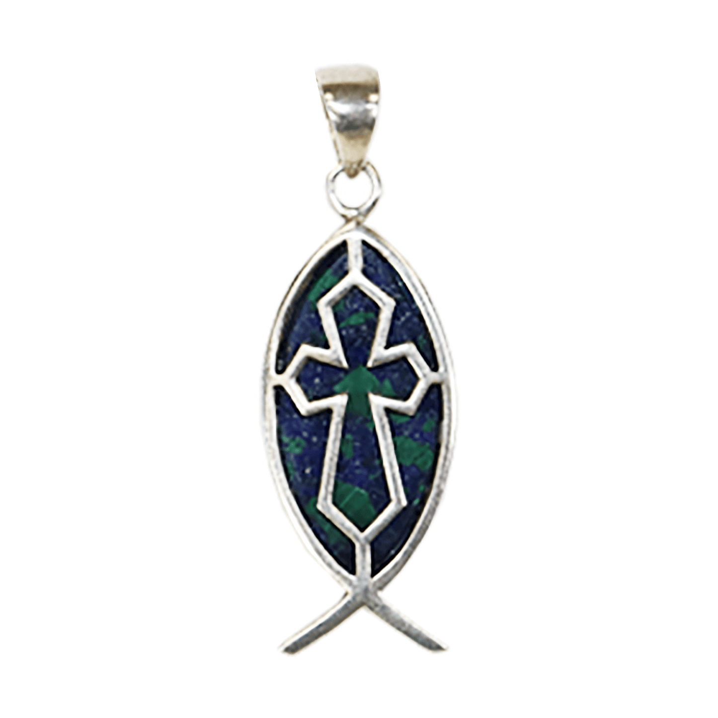 Eilat Stone Fish & Cross Necklace