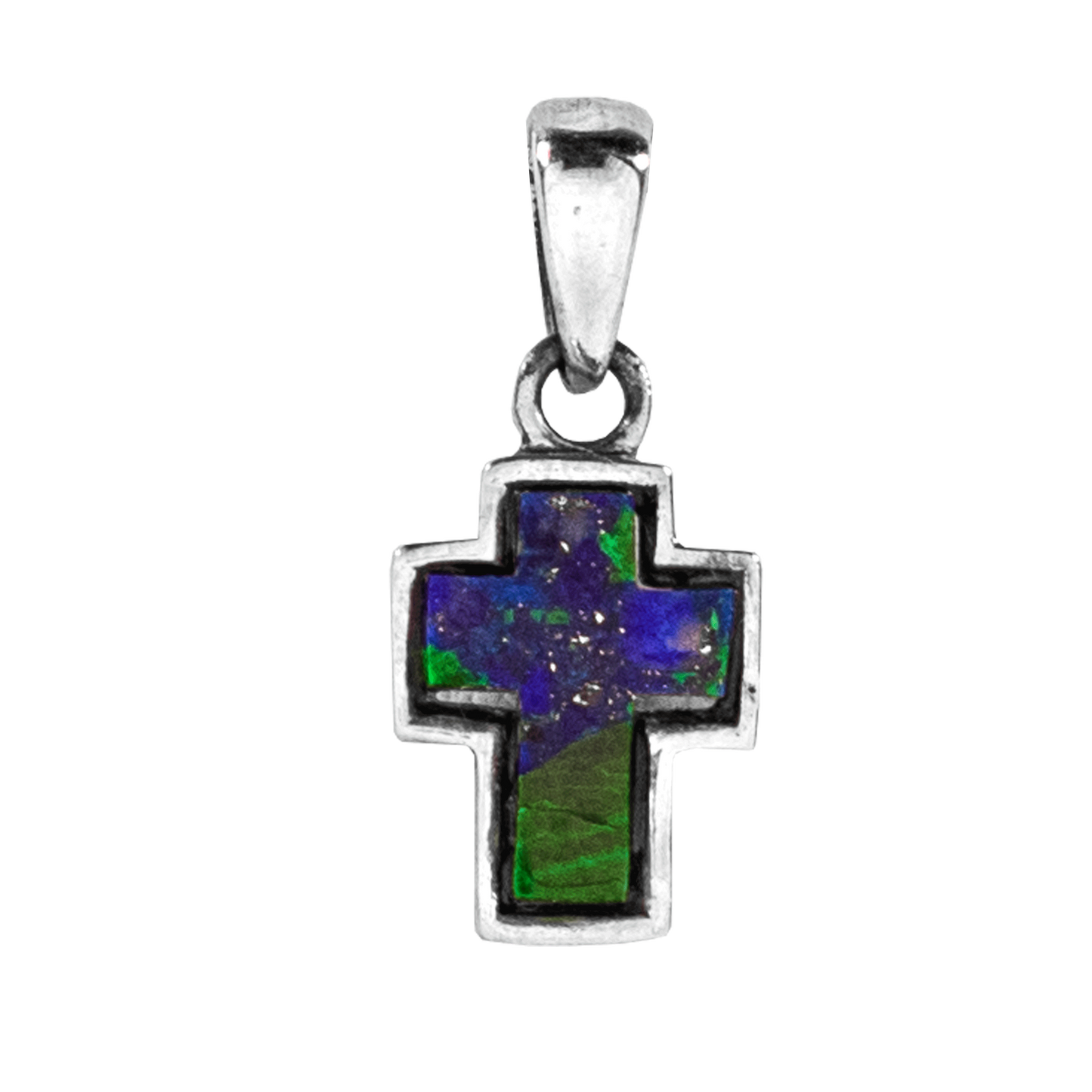 Eilat Stone Cross Necklace - Rhodium Plated