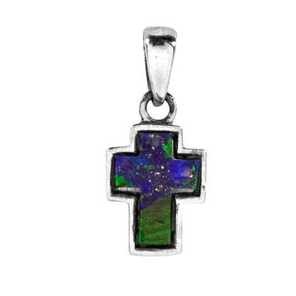 Eilat Stone Cross Necklace - Rhodium Plated