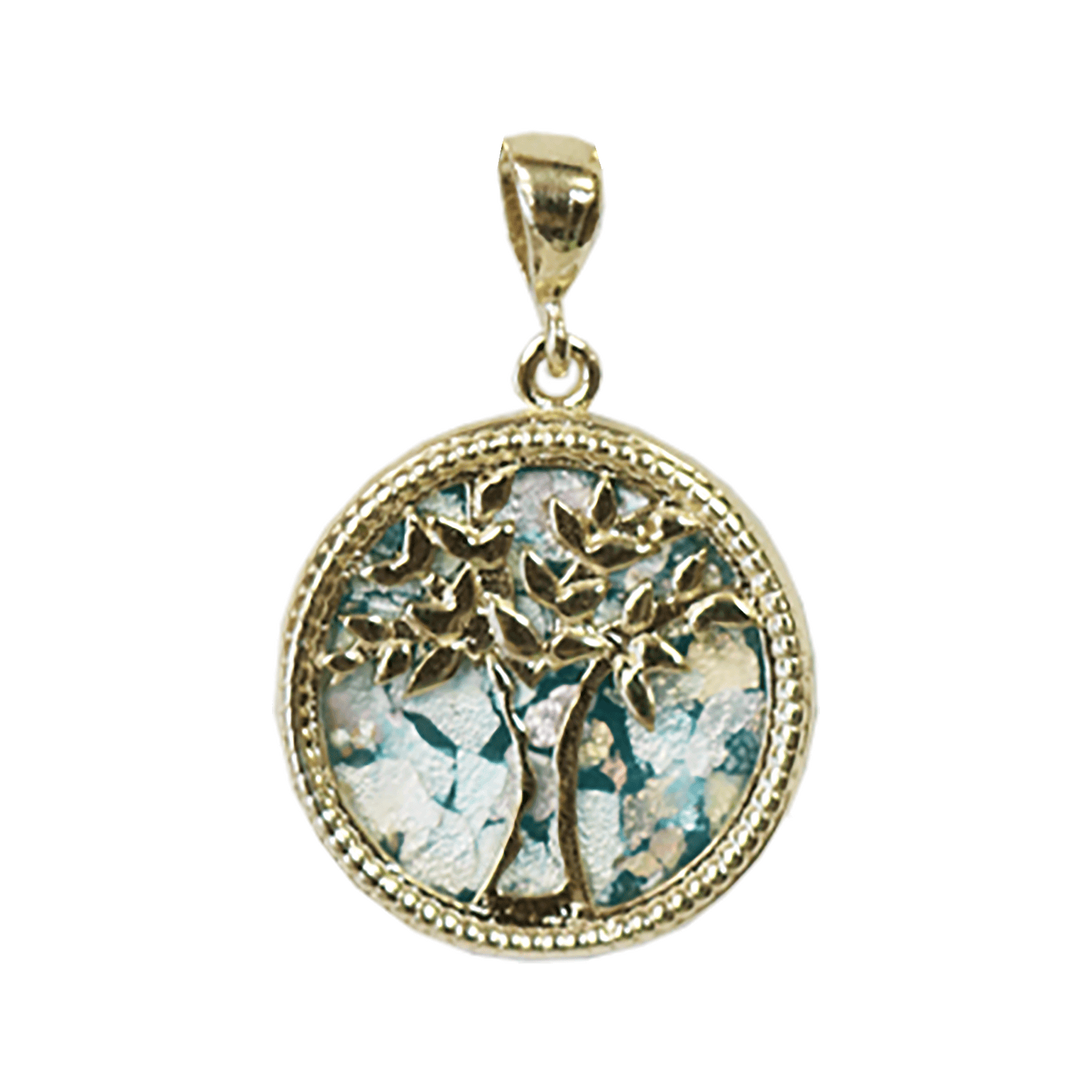 Roman Glass Tree of Life Necklace - 14k Gold