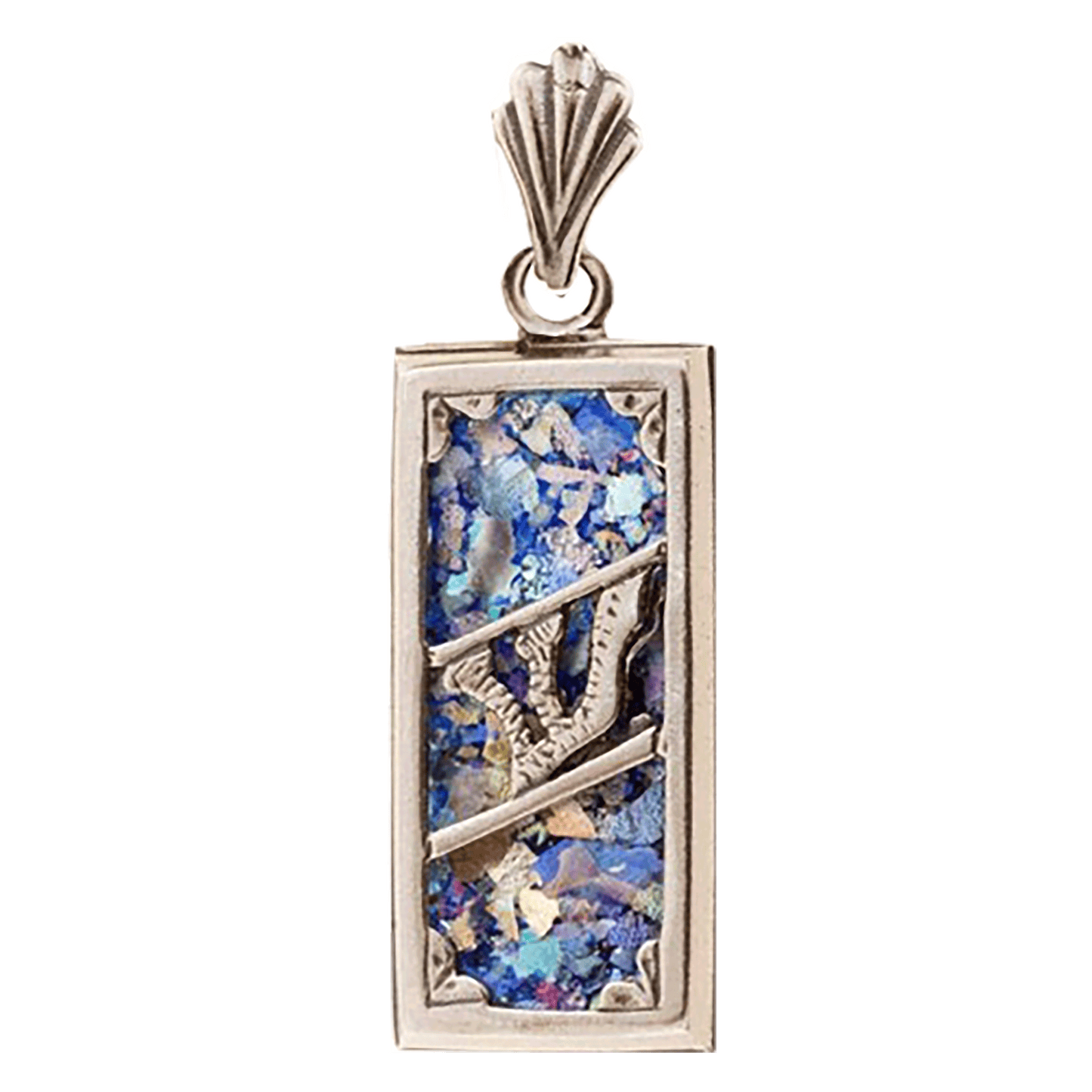 Roman Glass & Sterling Silver Mezuzah Necklace