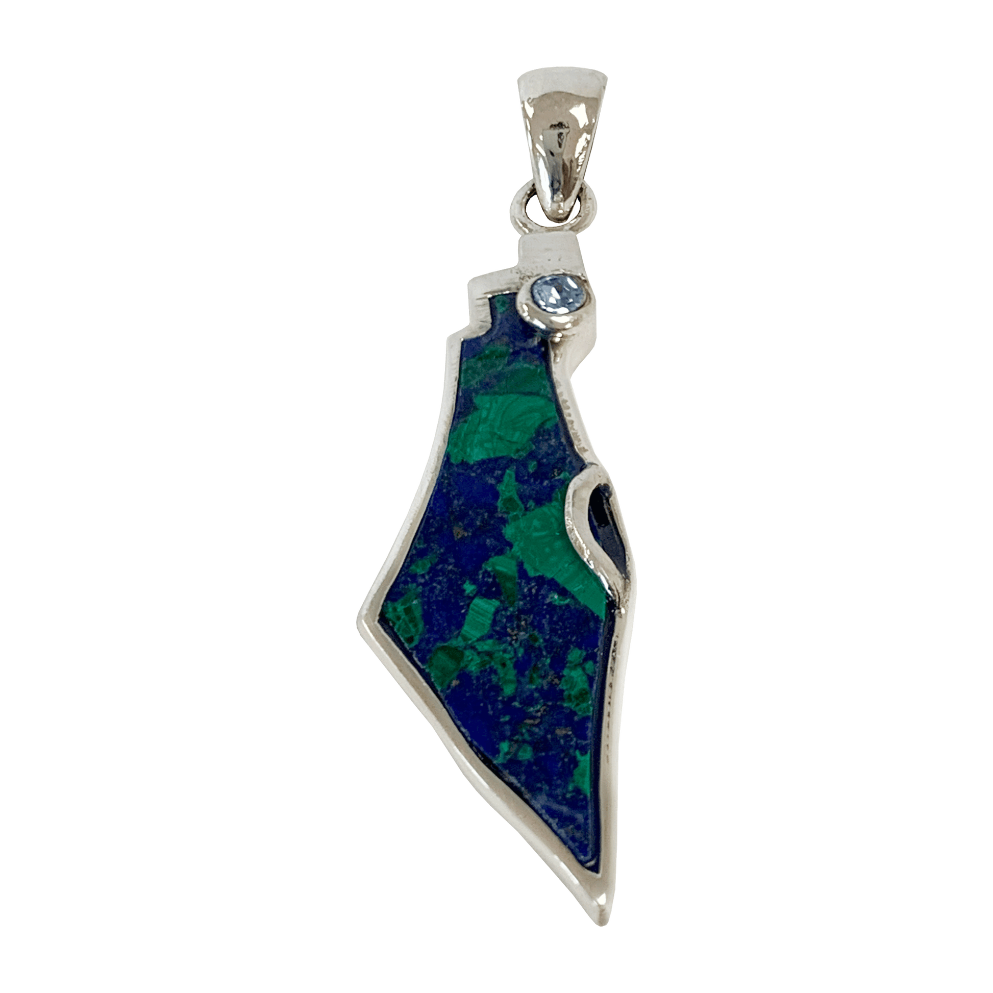 Israel-shaped pendant with an Eilat Stone