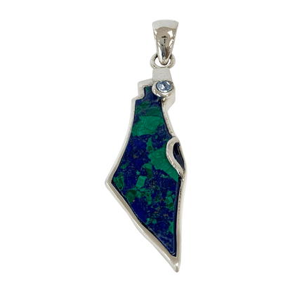 Israel-shaped pendant with an Eilat Stone