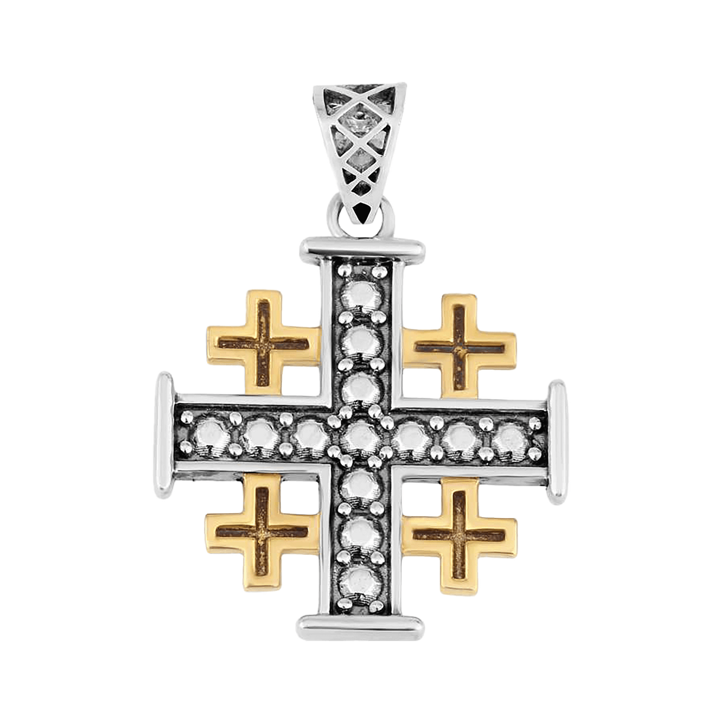 Jerusalem Cross Silver & Gold Necklace