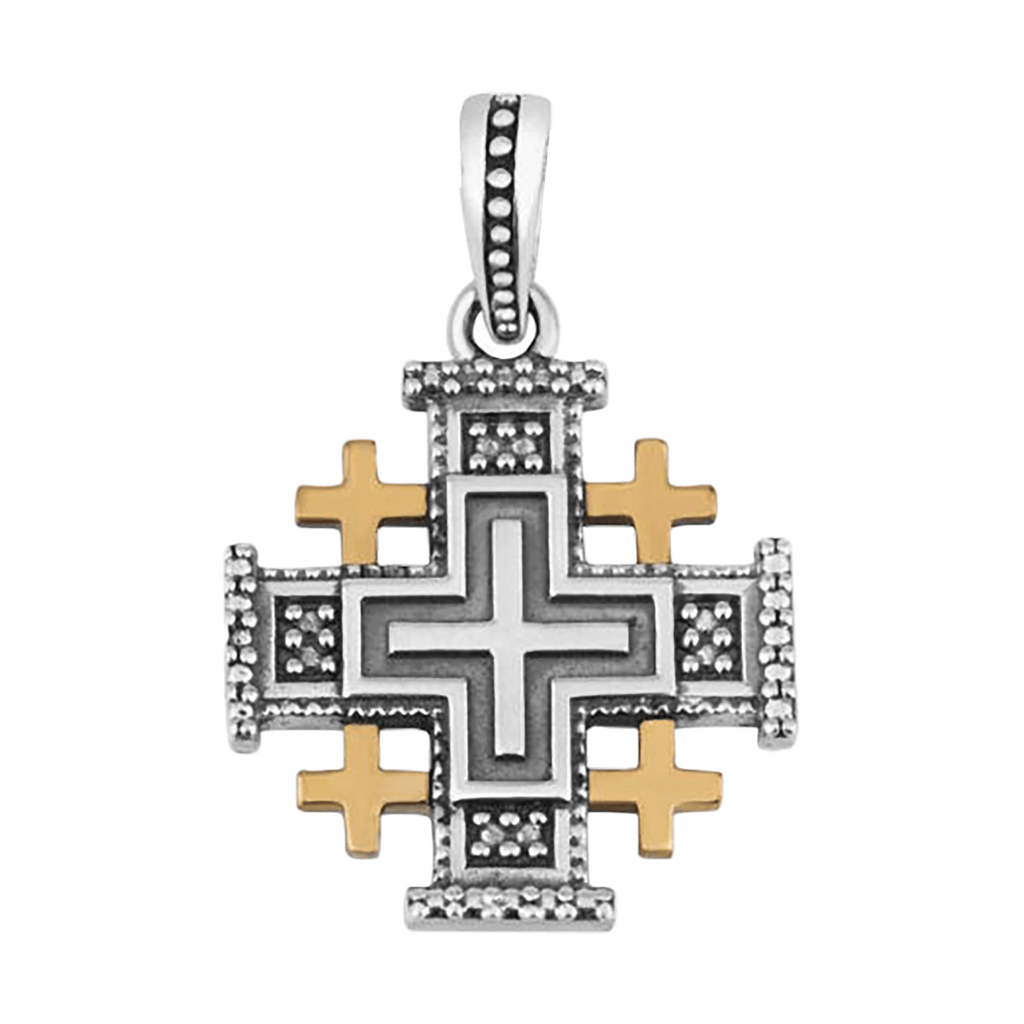 Jerusalem Cross Silver with Gold Necklace