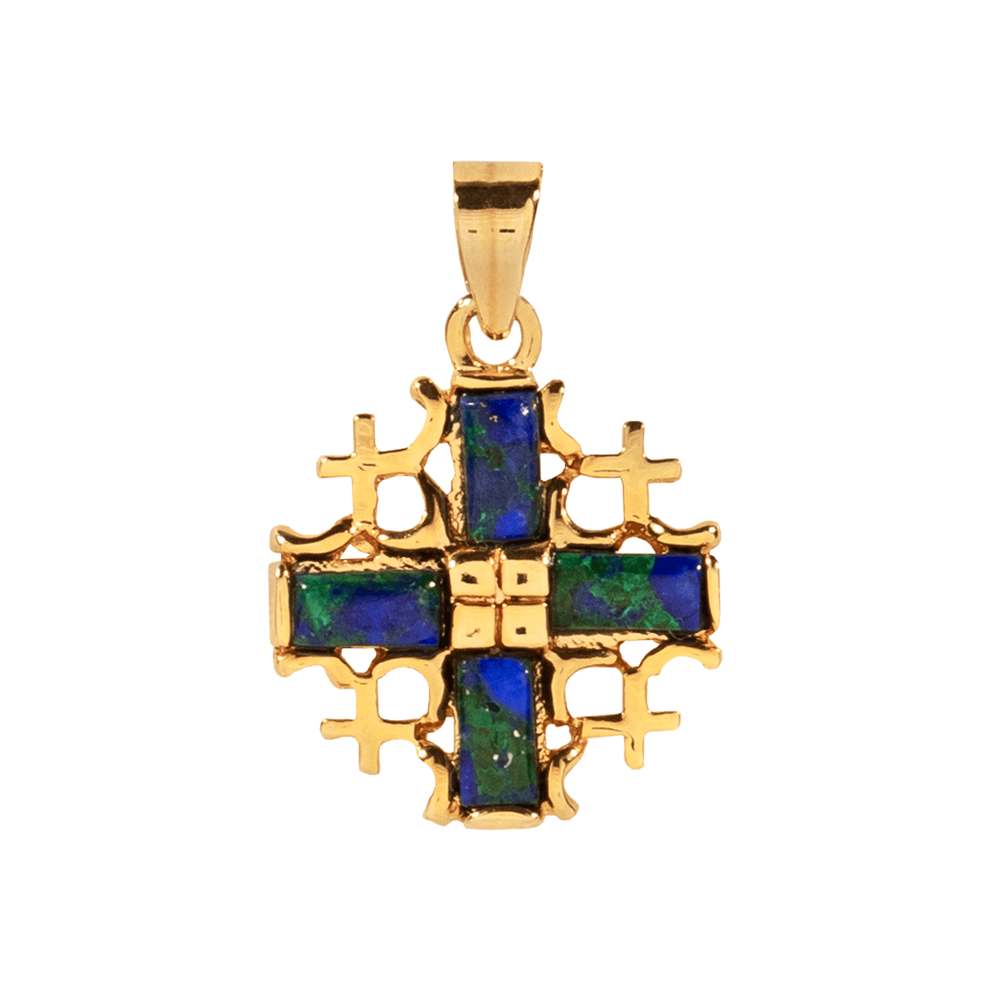 Eilat Stone And Gold Jerusalem Cross Necklace