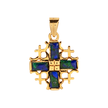 Eilat Stone And Gold Jerusalem Cross Necklace