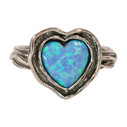 An Opal 925 Sterling Silver Heart Ring