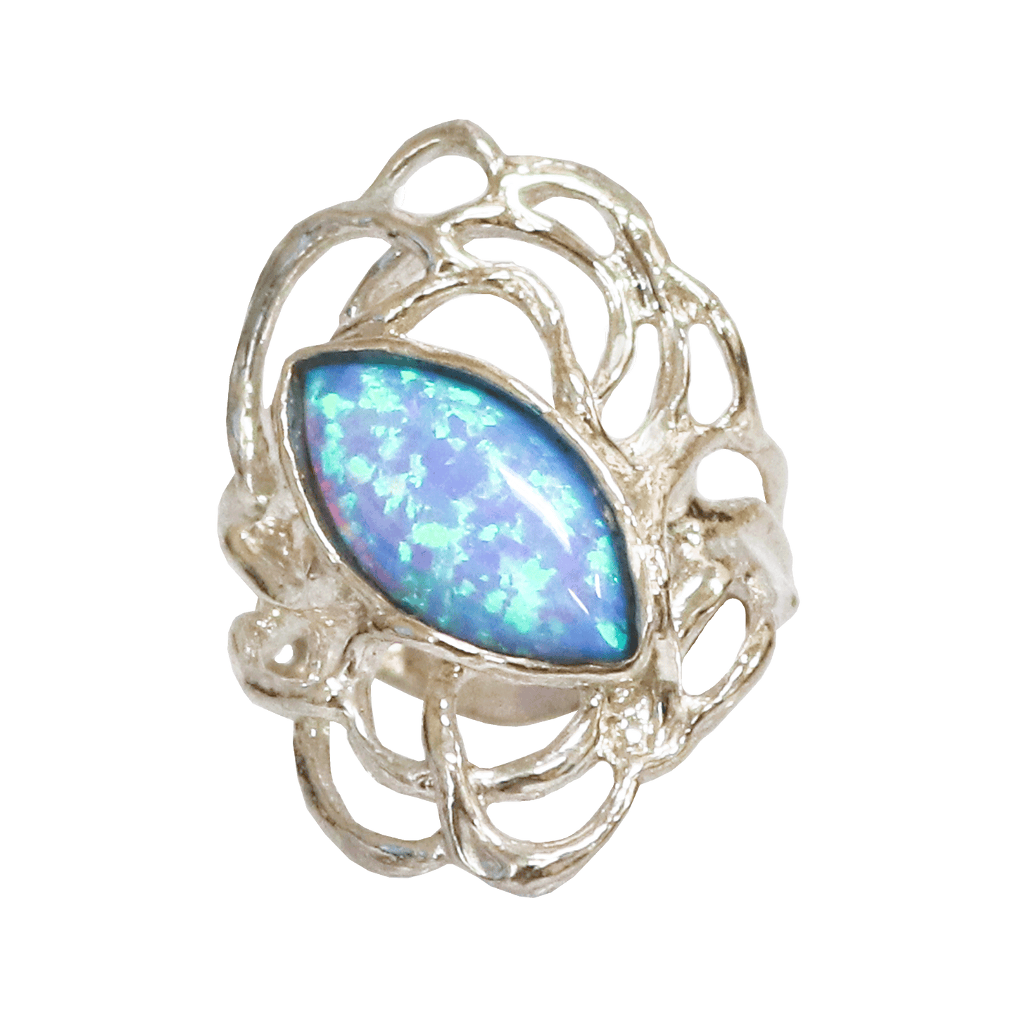 A Sterling Silver Opal Swirl Ring