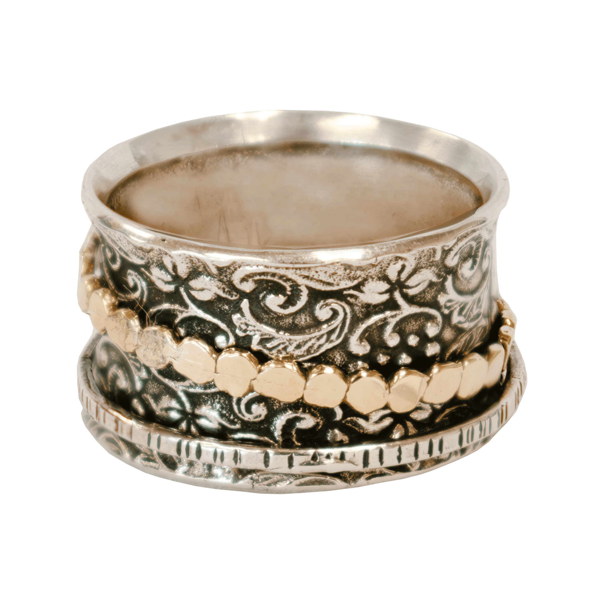 14 Karat Gold and Sterling Silver Spinner Ring