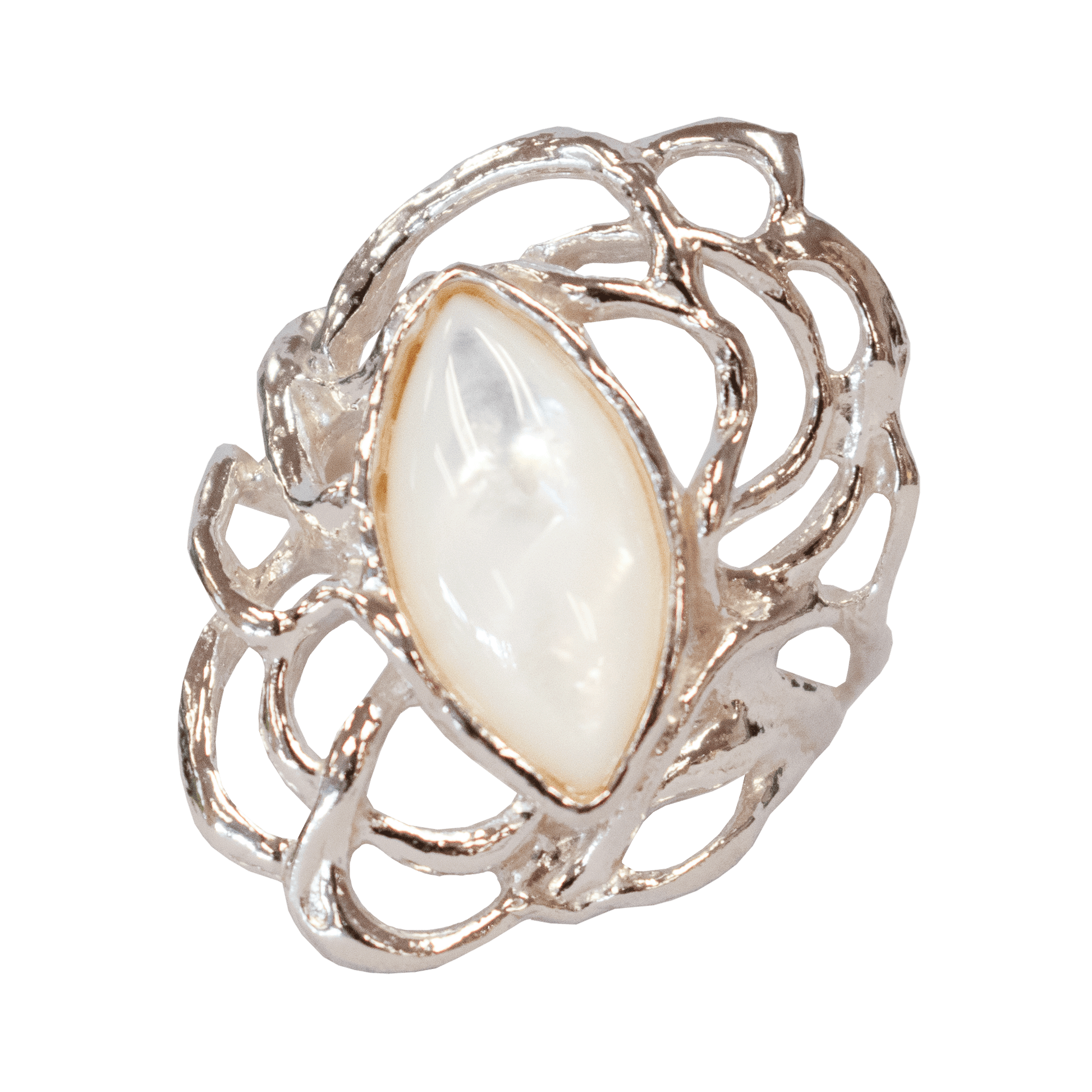 A White Sterling Silver Opal Swirl Ring