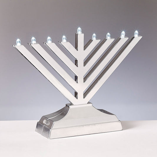 Silver tone Go Menorah lit up