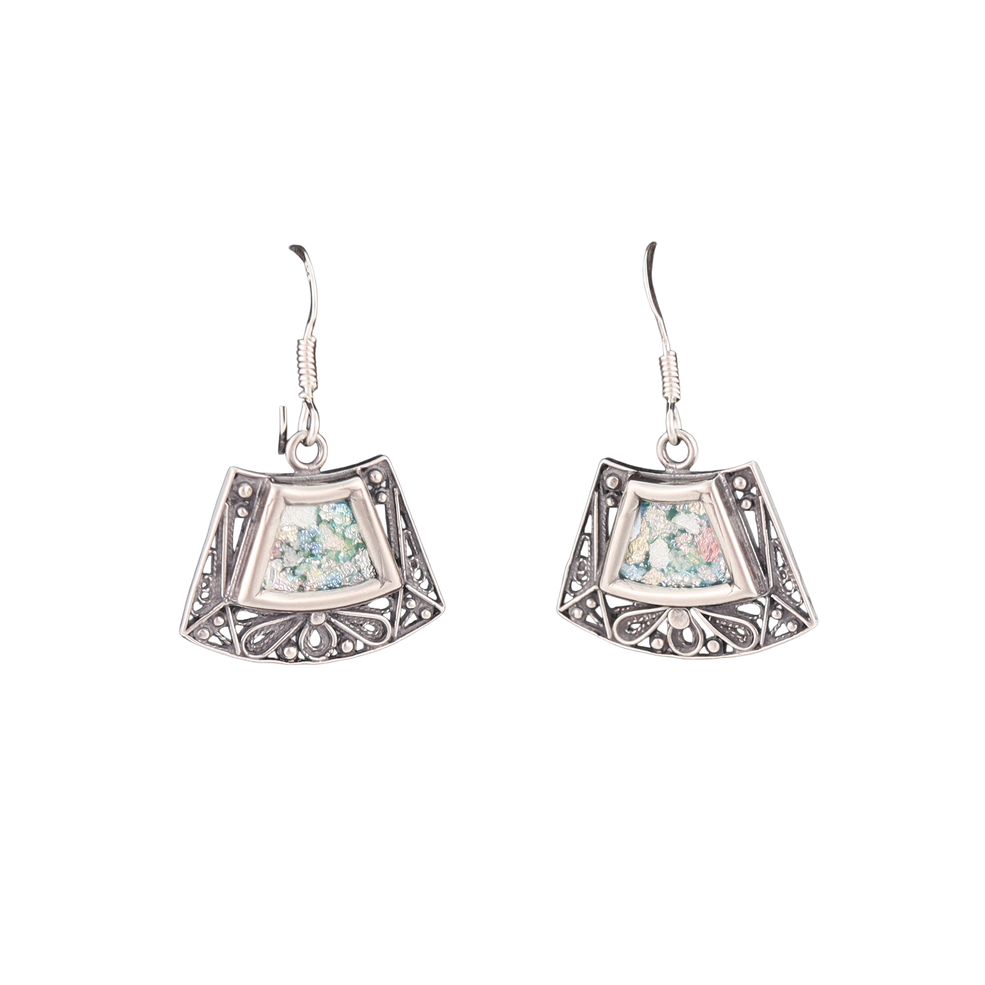 Roman Glass Rounded Trapezoid Earrings