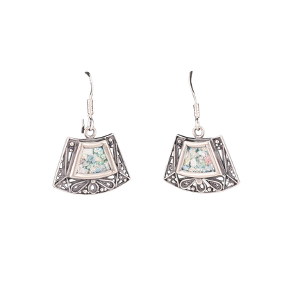 Roman Glass Rounded Trapezoid Earrings