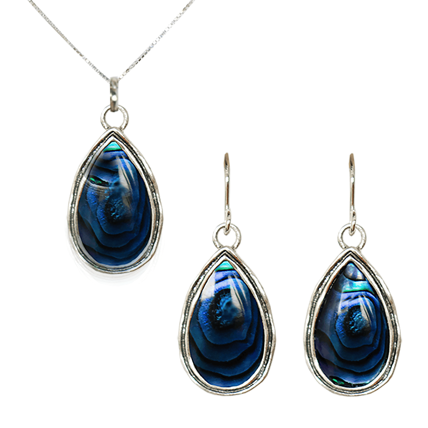 Abalone Teardrop Earring & Necklace Set