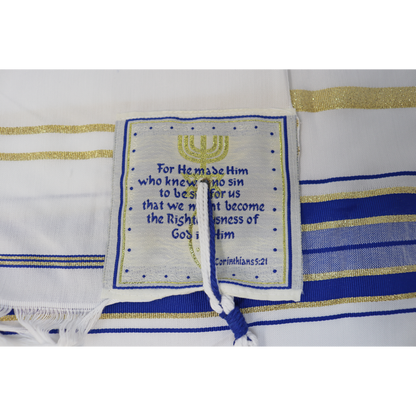Prayer Shawl (22") Royal Blue/Gold With Bag