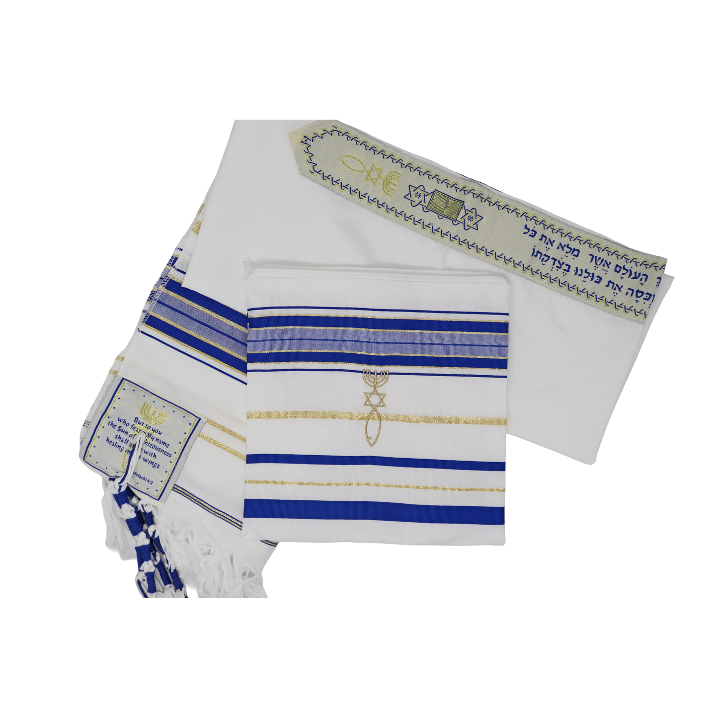 Prayer Shawl (22") Royal Blue/Gold With Bag
