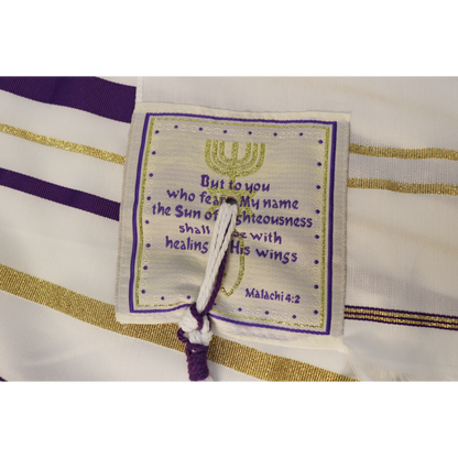 Prayer Shawl (22") Purple/Gold With Bag