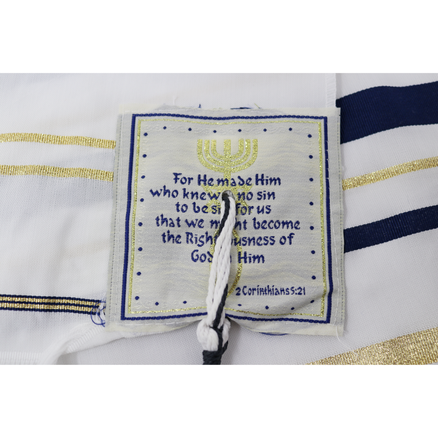Prayer Shawl (22") Navy Blue/Gold With Bag