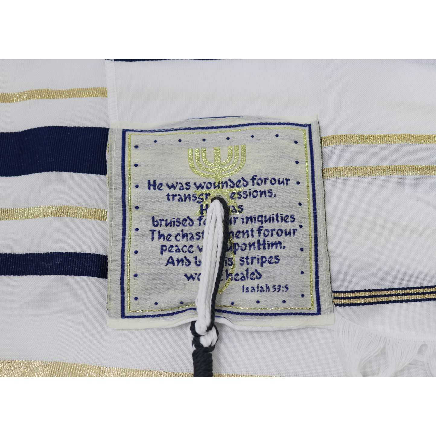 Prayer Shawl (22") Navy Blue/Gold With Bag