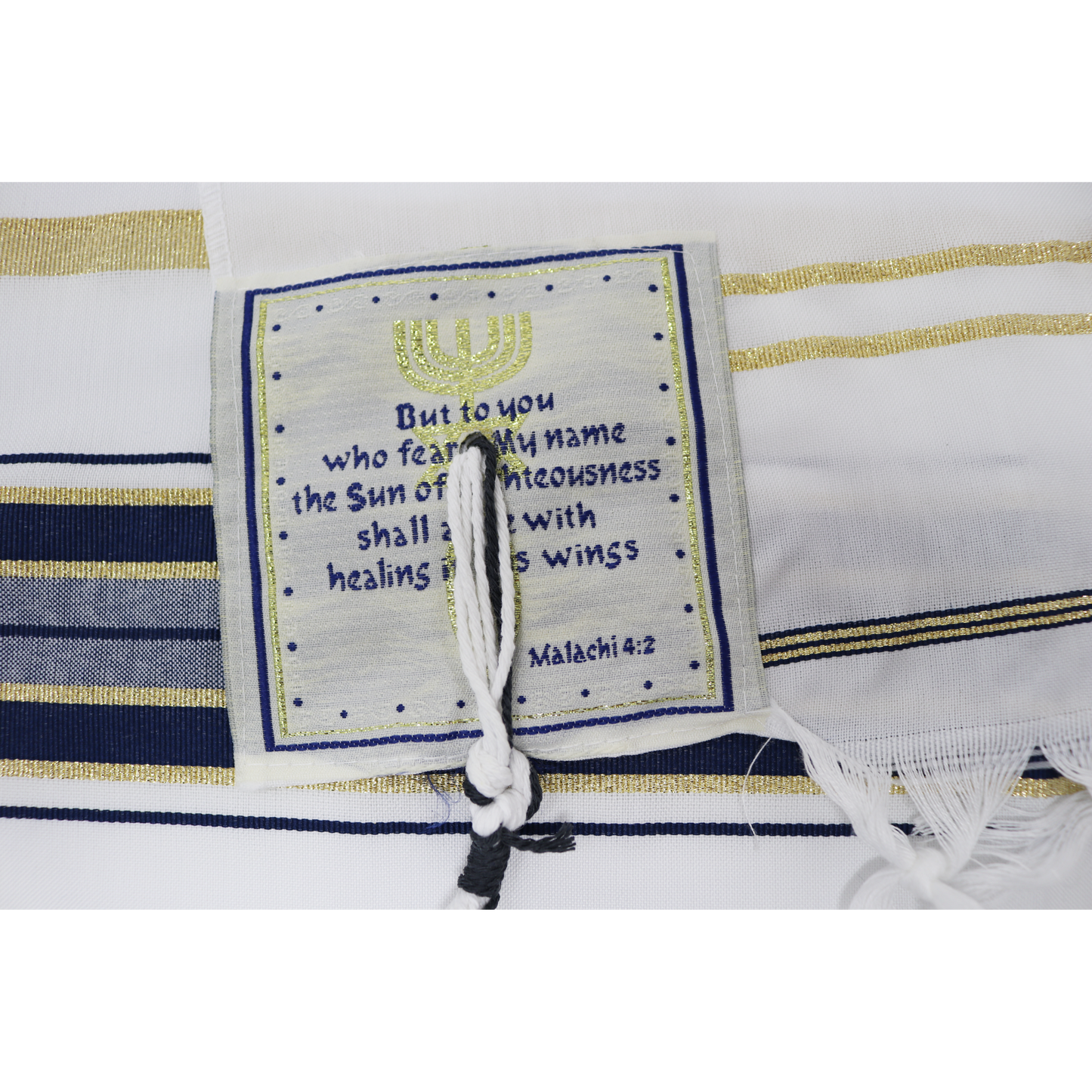 Prayer Shawl (22") Navy Blue/Gold With Bag