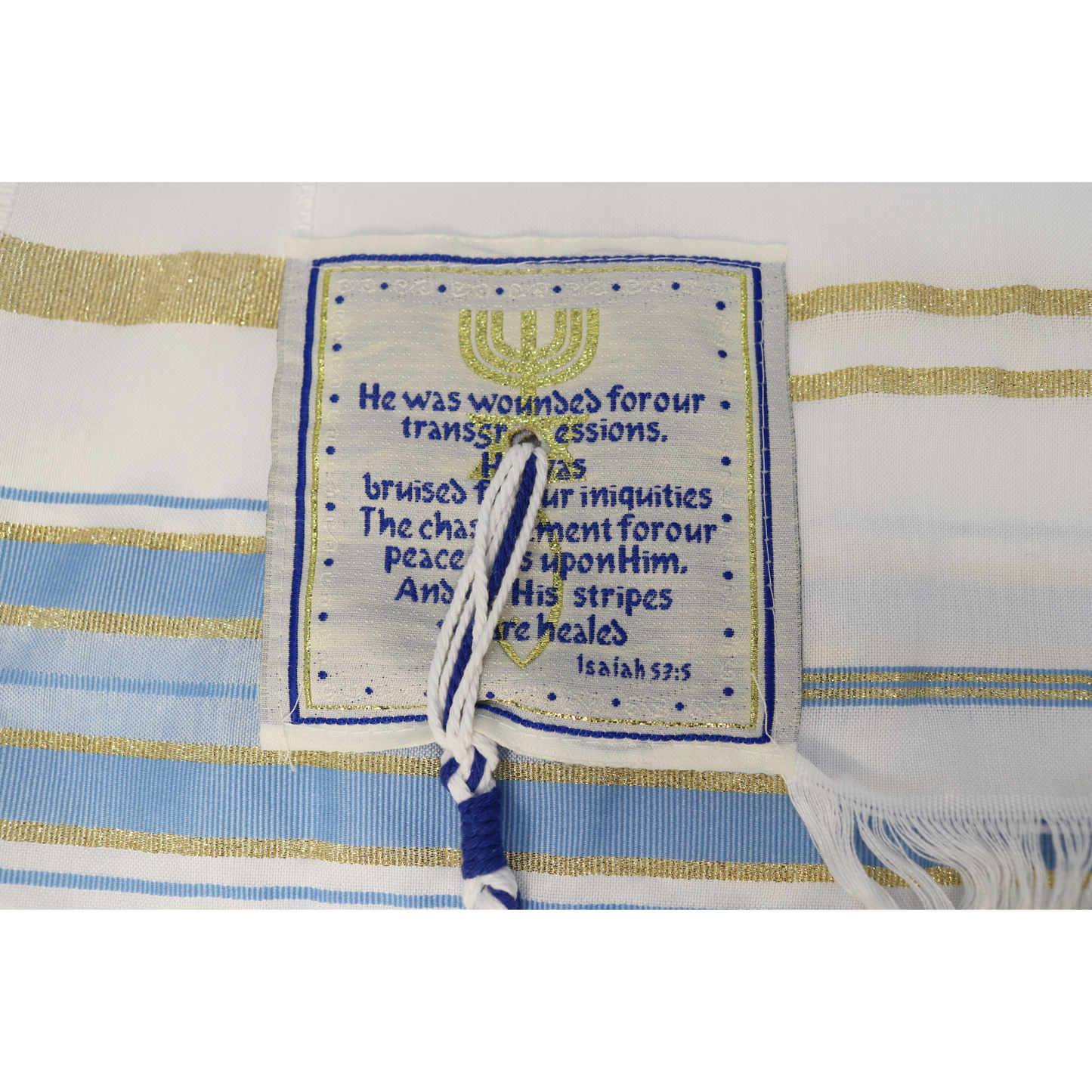 Prayer Shawl (22") Light Blue/Gold With Bag