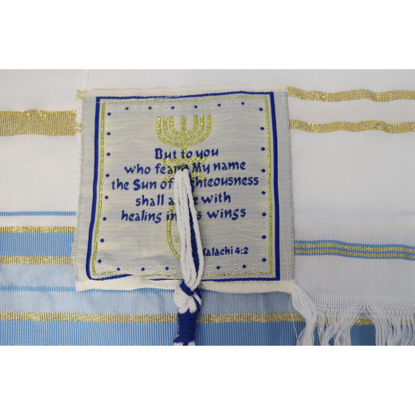 Prayer Shawl (22") Light Blue/Gold With Bag