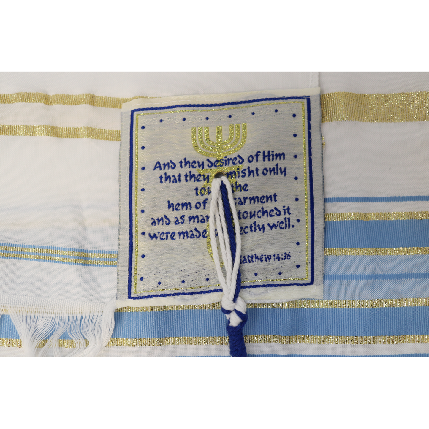 Prayer Shawl (22") Light Blue/Gold With Bag