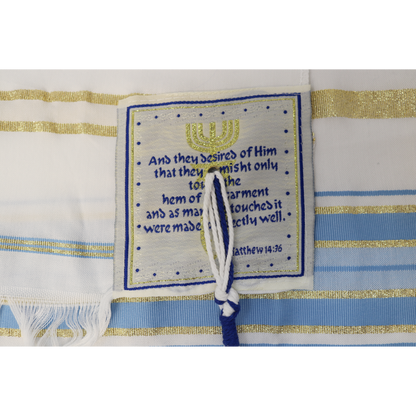 Prayer Shawl (22") Light Blue/Gold With Bag