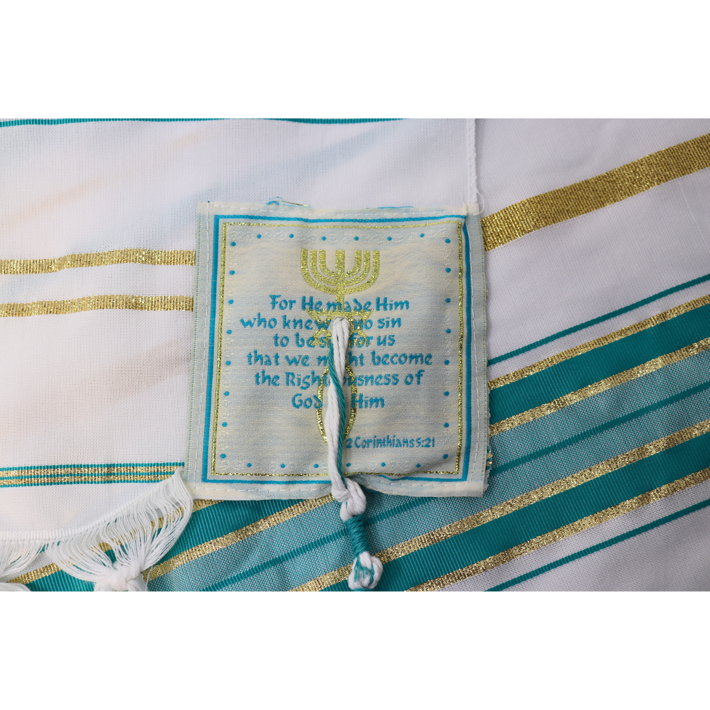 Prayer Shawl (22") Teal/Gold with Bag
