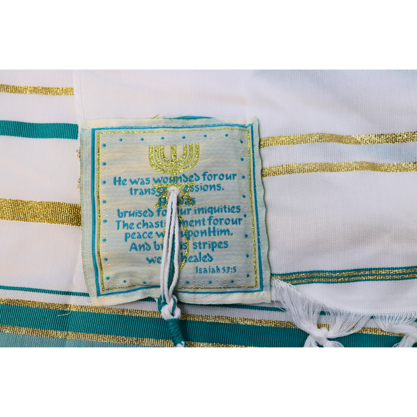 Prayer Shawl (22") Teal/Gold with Bag