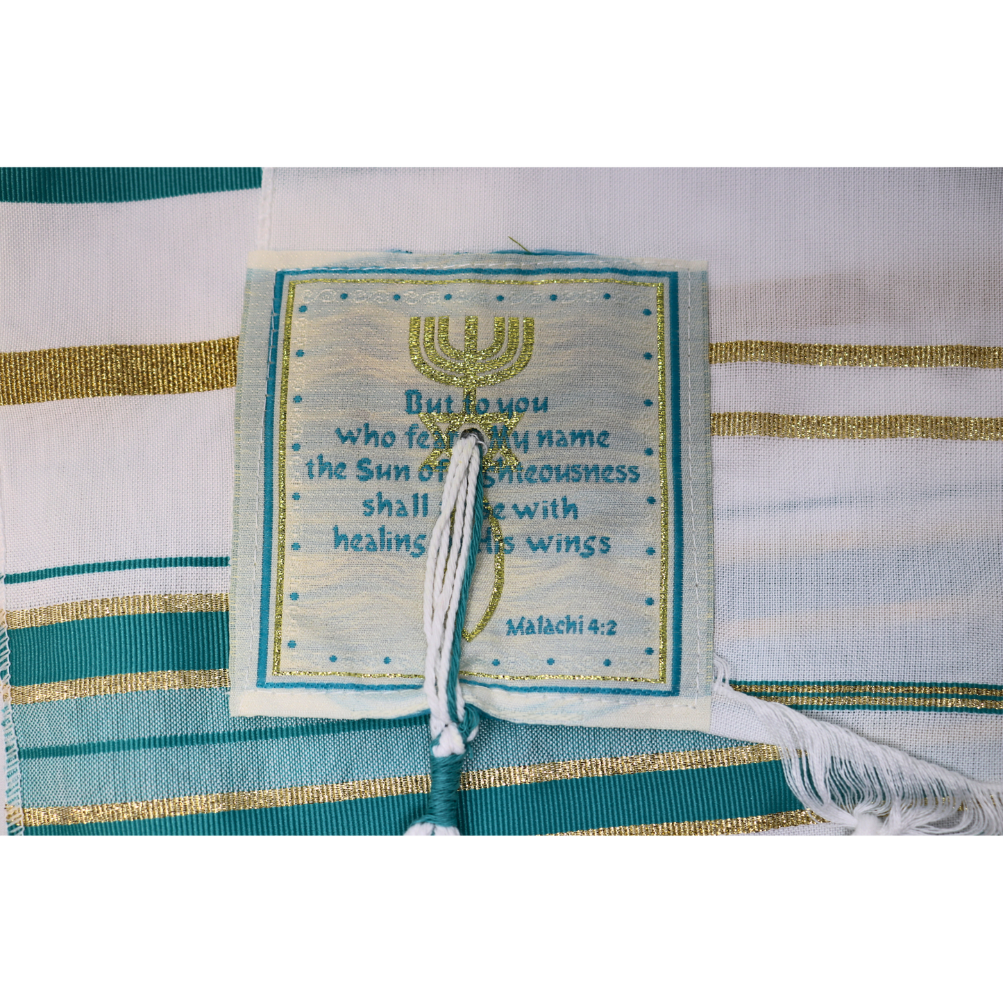 Prayer Shawl (22") Teal/Gold with Bag