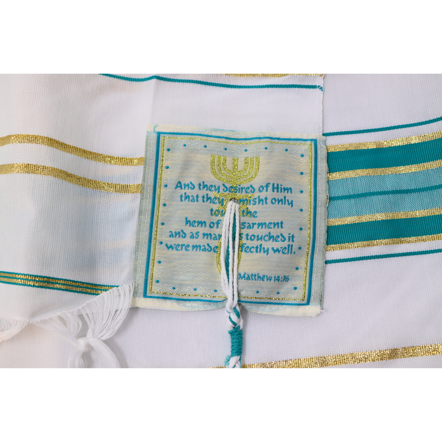 Prayer Shawl (22") Teal/Gold with Bag